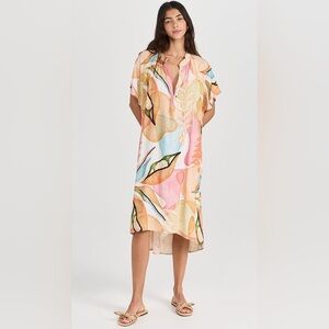 Vibrant Leaf Print Women's Swim Cover-Up